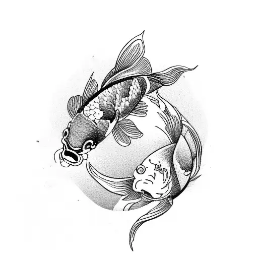 A traditional Japanese koi fish swimming in a lotus pond tattoo design idea