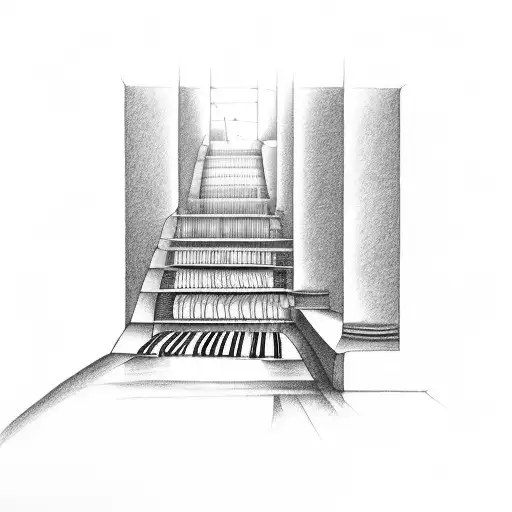 stairs turning to piano keys tattoo design idea