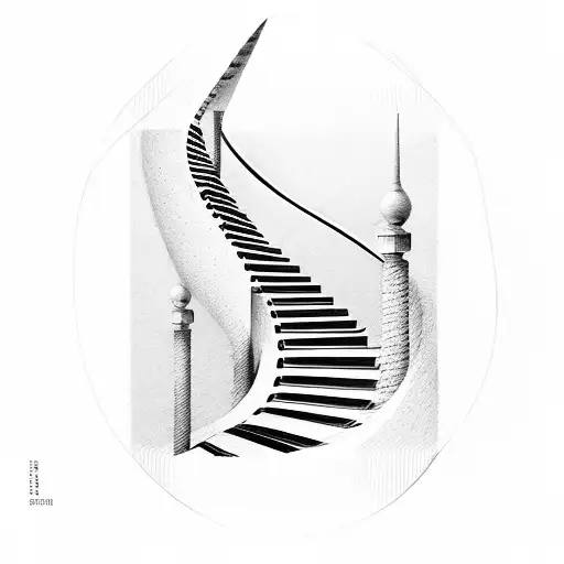 stairs turning to piano keys tattoo design idea