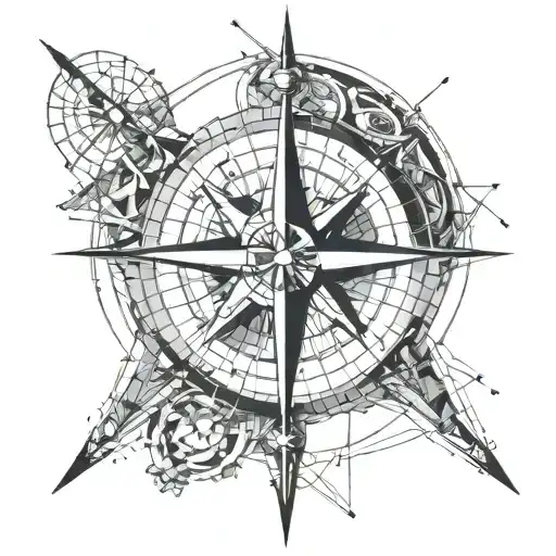 Compass globe  tattoo design idea