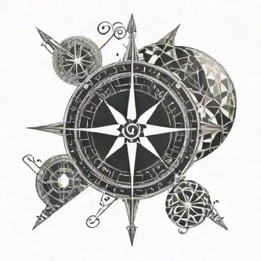 Compass globe with letters "NMBJJ" tattoo design idea