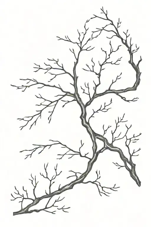 twigs around shoulder to elbow tattoo design idea