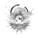 sunshine through rainy thundery clouds tattoo design idea