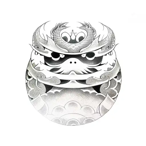 daruma doll and dragon tattoo design idea