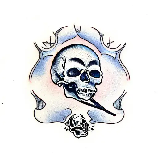 unlucky skull and coffin  tattoo design idea