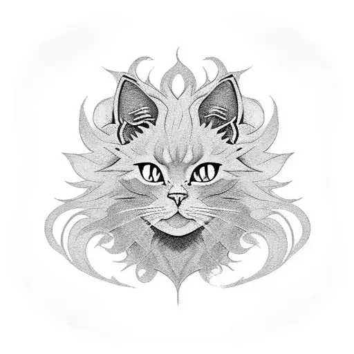 black cat, super saiyan hair tattoo design idea