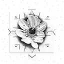 collage of July and March birth flowers, mixed with Yosemite mountains tattoo design idea