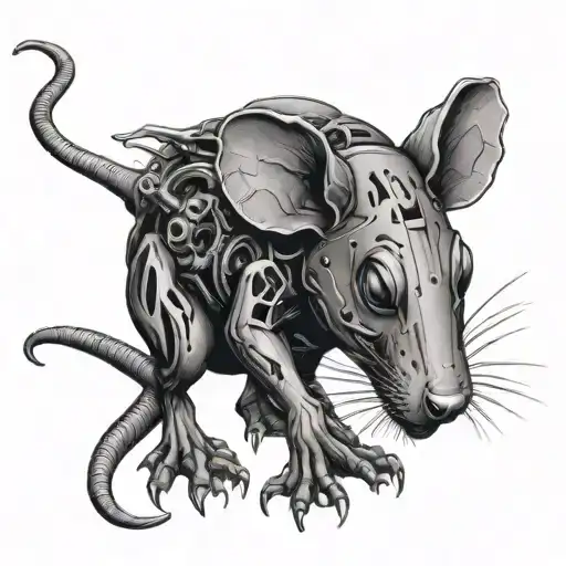 rat cyborg tattoo design idea