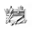 A study desk filled with carpentry tools and a baseball glove tattoo design idea