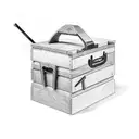 A study desk filled with carpentry tools and a baseball glove tattoo design idea