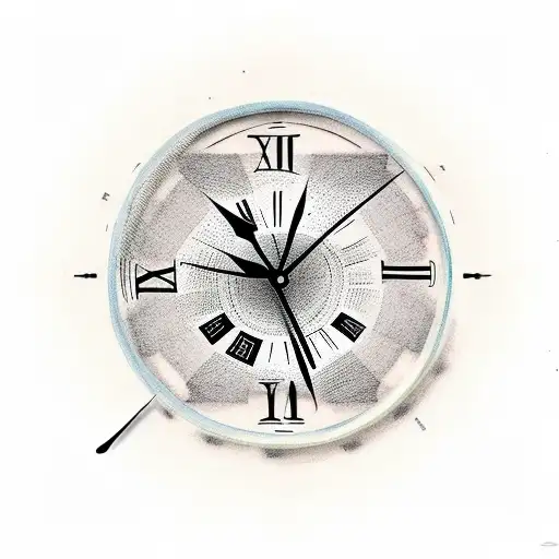 clock with Roman numerals. the hands show the time 5:25 am tattoo design idea
