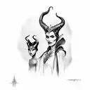 maleficent protecting a younger version of herself tattoo design idea