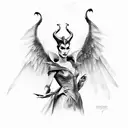 maleficent protecting a younger version of herself tattoo design idea