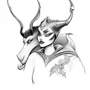 maleficent protecting a younger version of herself tattoo design idea