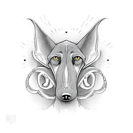 Gemini Kokopelli Doberman tattoo design idea