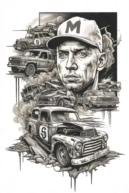 Eminem's with dirt cars  tattoo design idea