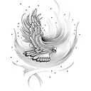 Generate unique and meaningful tattoo design ideas that incorporate the following elements: a soaring eagle, a serene  tattoo design idea