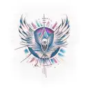 Generate unique and meaningful tattoo design ideas that incorporate the following elements: a soaring eagle, a serene  tattoo design idea