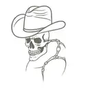 easy linear tattoo, a skeleton with cowboy hat in the closet tattoo design idea
