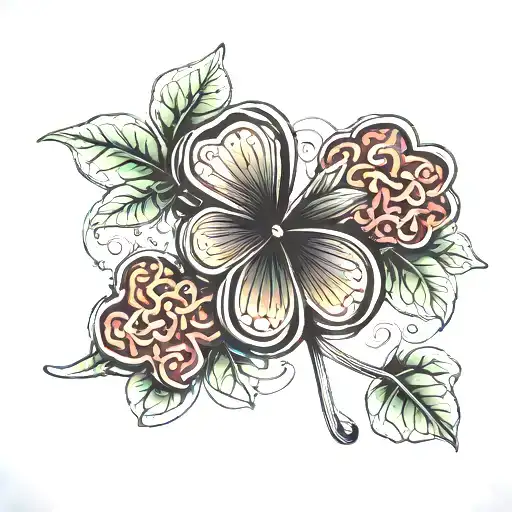 black five leaf clover made tattoo design idea