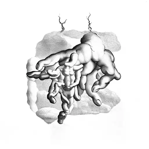 creation of adam by michelangelo with a nature reference tattoo design idea