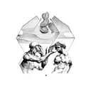 creation of adam by michelangelo with a nature reference tattoo design idea