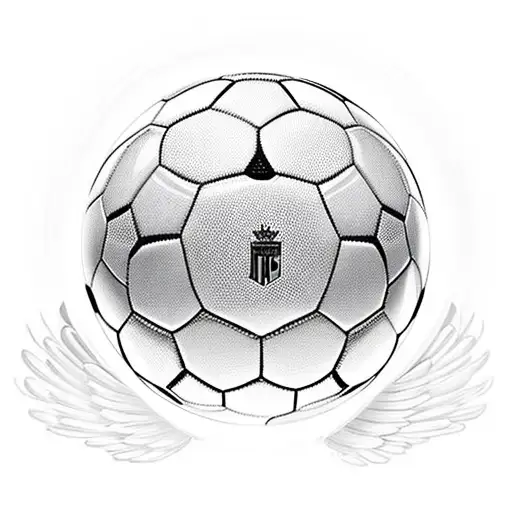 A soccer ball with wings and a crown, representing the client's love for futbol and their desire to be the king of the game tattoo design idea