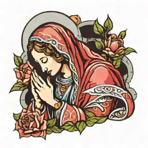 Virgin Mary praying tattoo design idea
