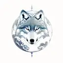 A wolf with a globe as its body, symbolizing the client's love for both travel and wolves tattoo design idea