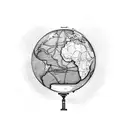 A wolf with a globe as its body, symbolizing the client's love for both travel and wolves tattoo design idea