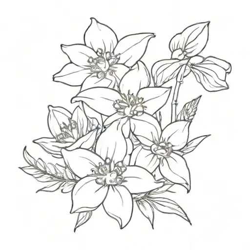 daffodil, carnation, rose, aster flower bouquet tattoo design idea