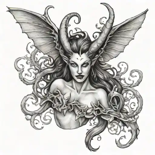 succubus large breasted tattoo design idea