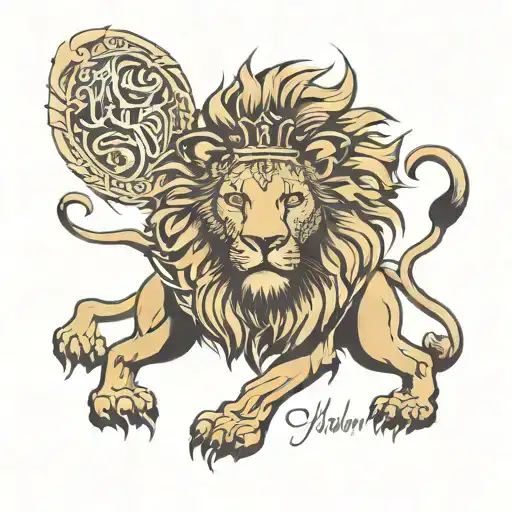 yhwh written with a Lion inside  tattoo design idea