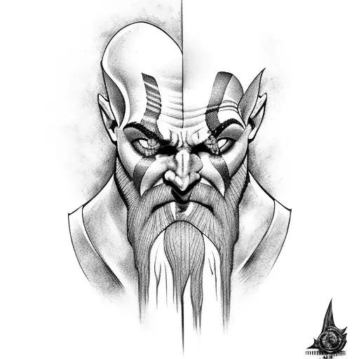 kratos from god of war large tattoo design idea
