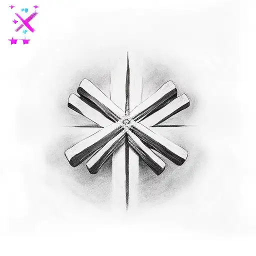 seperate cross on the left and upside down cross on the right slanted to look good tattoo design idea