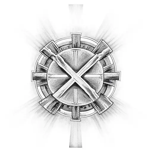 cross on the left and upside down cross on the right slanted to look good tattoo design idea