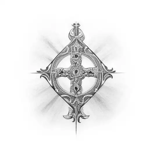 seperate sides cross on the left and upside down cross on the right on either side  tattoo design idea