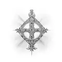 seperate sides cross on the left and upside down cross on the right on either side  tattoo design idea