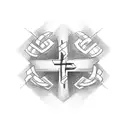 seperate sides cross on the left and upside down cross on the right on either side  tattoo design idea