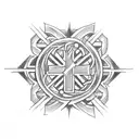 seperate sides cross on the left and upside down cross on the right on either side  tattoo design idea