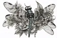 dragonfly kissing bird's forehead  tattoo design idea
