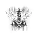 Devil in front of god tattoo design idea