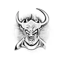 Devil in front of god tattoo design idea