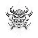 Devil in front of god tattoo design idea