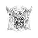 Devil in front of god tattoo design idea