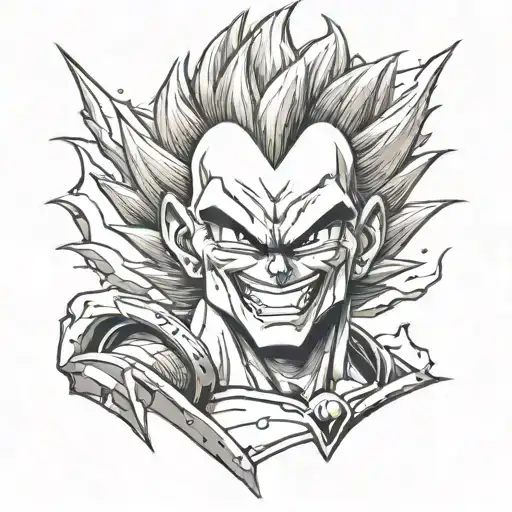dragonball z vegeta badass smile blood tattoo design idea