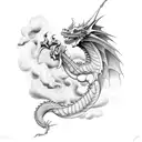dragon with clouds tattoo design idea