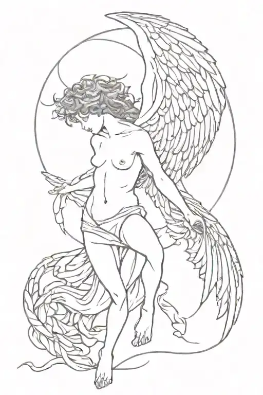 Fallen angel with icarus falling tattoo design idea