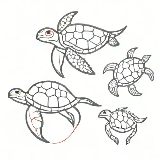 sea turtle, manta ray, and jelly fish tattoo design idea