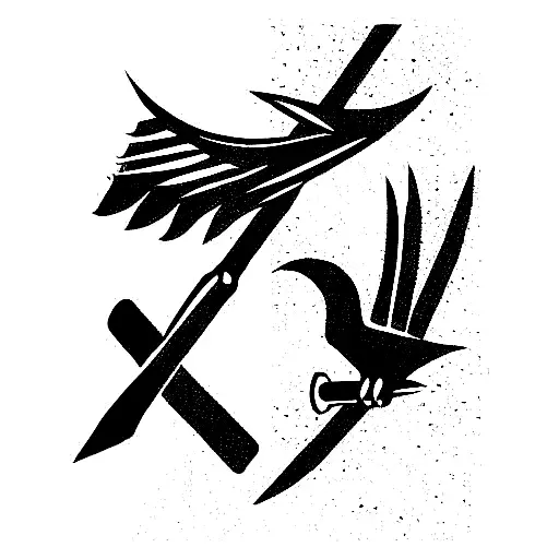 Axe and Hawk tattoo design idea